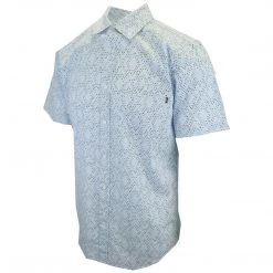 OBEY Men's Light Blue Black White Dots S/S Woven Shirt (S17) Small