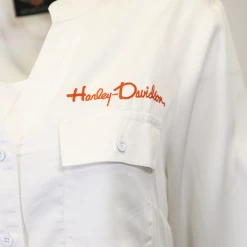 Harley-Davidson Women's Cream Orange L/S Woven Shirt (S04)