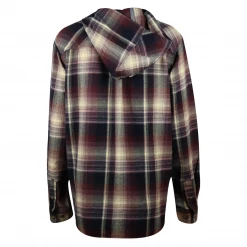 Carhartt Women's Maroon Purple Navy Cream Plaid Hooded L/S Woven Shirt Flannels