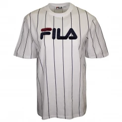 FILA Women's White & Navy Vertical Striped S/S T-Shirt (935)