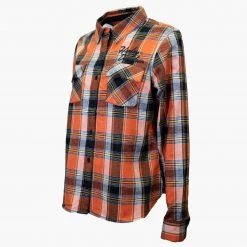 Harley-Davidson Women's Orange Black Yellow Plaid L/S Woven Shirt (S01) 13 Harley-Davidson Women's Orange Black Yellow Plaid L/S Woven Shirt (S01)