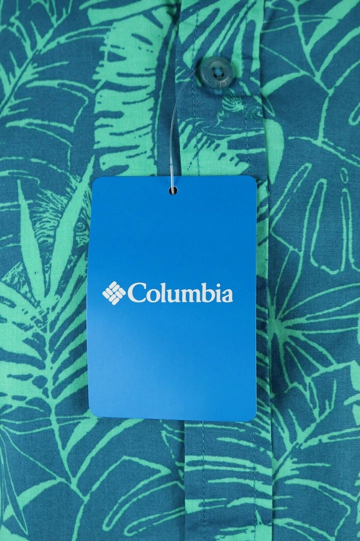 Columbia Men's Teal & Aqua Palm Leaves Rapid Rivers S/S Woven Shirt (400) 7 Columbia Men's Teal & Aqua Palm Leaves Rapid Rivers S/S Woven Shirt (400)