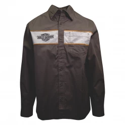 Harley-Davidson Men's Brown Two Tone L/S Woven Shirt (S11)