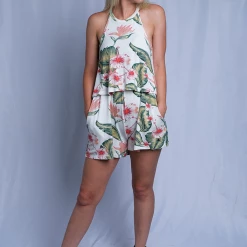 Roxy Women's Floral White Sleeveless Romper (S09)