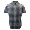 PrAna Men's Black Charcoal Grey Plaid S/S Woven Shirt (S15)