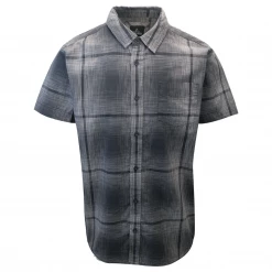 PrAna Men's Black Charcoal Grey Plaid S/S Woven Shirt (S15)