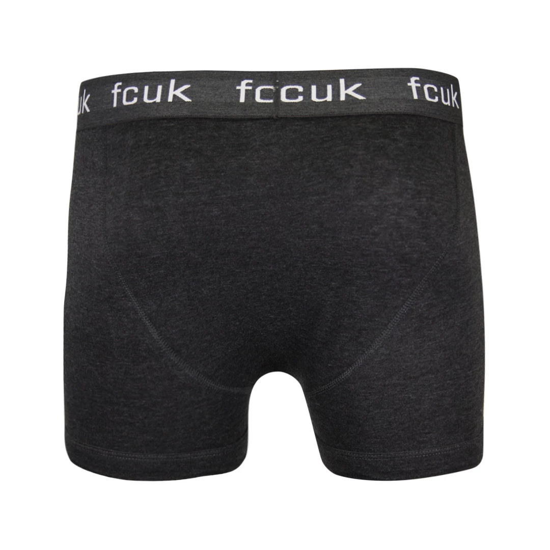 FCUK Men's 3 Pack Dark Grey W/ Dark Grey Strap Boxer Briefs (S02) Mens 5 FCUK Men's 3 Pack Dark Grey W/ Dark Grey Strap Boxer Briefs (S02) Mens