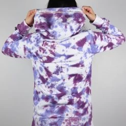 Bench Women's White Magenta Purple Tie Dye Regular Pullover Hoodie (4093)