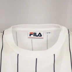 FILA Women's White & Navy Vertical Striped S/S T-Shirt (935)