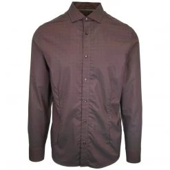 Mens Karl Lagerfeld Men's Oxblood Plaid L/S Woven Shirt