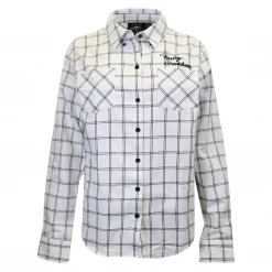 Harley-Davidson Women's White Black Check L/S Woven Shirt (S02)