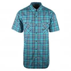 Ariat Men's Aqua Blue Plaid Ventek Rebar S/S Woven Shirt (242)