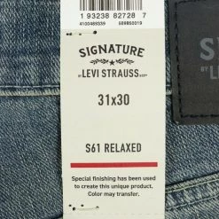 New Arrivals Levi Strauss Men's Blue Relaxed Premium Flex Denim Jeans (S61)