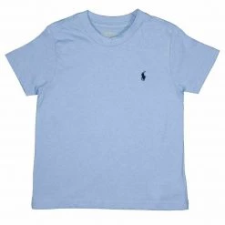 Polo Ralph Lauren Kid's Sky Blue - Navy Pony Round Neck S/S T-Shirt (S29)