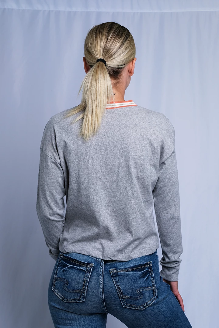 Roxy Women's Heather Grey Orange Crew Neck L/S T-Shirt (S01) 8 Roxy Women's Heather Grey Orange Crew Neck L/S T-Shirt (S01)