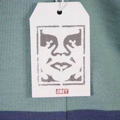 OBEY Men's Dark Pastel Striped Zip L/S Polo Shirt (S15)