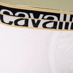 Mens Roberto Cavalli Men's Single Pack White Stretch Boxer Briefs