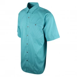 Ariat Men's Teal Small Box Plaid Ariattek Heat Series S/S Woven Shirt (240) Mens