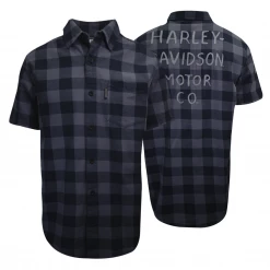 Harley-Davidson Men's Navy Box Plaid S/S Woven Shirt (S04)