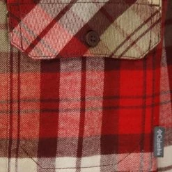 Columbia Men's Red Beige Weston Pass L/S Flannel Shirt (678) 12 Columbia Men's Red Beige Weston Pass L/S Flannel Shirt (678)