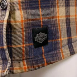 Harley-Davidson Women's Navy Orange Tan Plaid L/S Woven Shirt Jacket