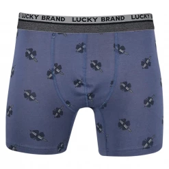Mens Lucky Brand Men's Grey, Blue, Black & Clover Pattern 4 Pack Boxer Briefs (S04)