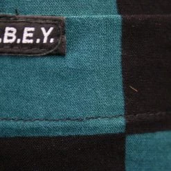 OBEY Men's Black & Green Checkered S/S Woven S06