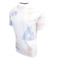 Spotted Clothing FILA Men's White Pink Light Blue Letters S/S T-Shirt (S02G)
