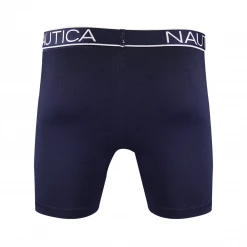 Nautica Men's 3 Pack Red, Blue Anchors, Navy Stretch Boxer Briefs (S02)