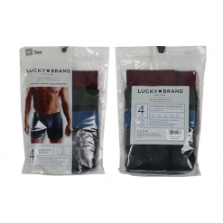 Mens Lucky Brand Men's Dark Grey Multicolor Waistband 4 Pack Boxer Briefs (S01)