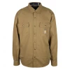 Carhartt Men's Khaki Flannel Lined Snap On Button Collared L/S Jacket