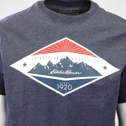 Eddie Bauer Men's 2 Pack Navy Graphic & Grey Crew S/S T-Shirt (S01)