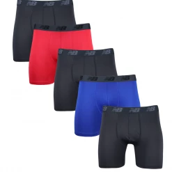 New Balance Men's Black, Red, Blue 5 Pack Boxer Brief (S01)