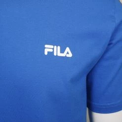 FILA Men's Blue With Lettering Shoulder Pad & Logo S/S T-Shirt (172)