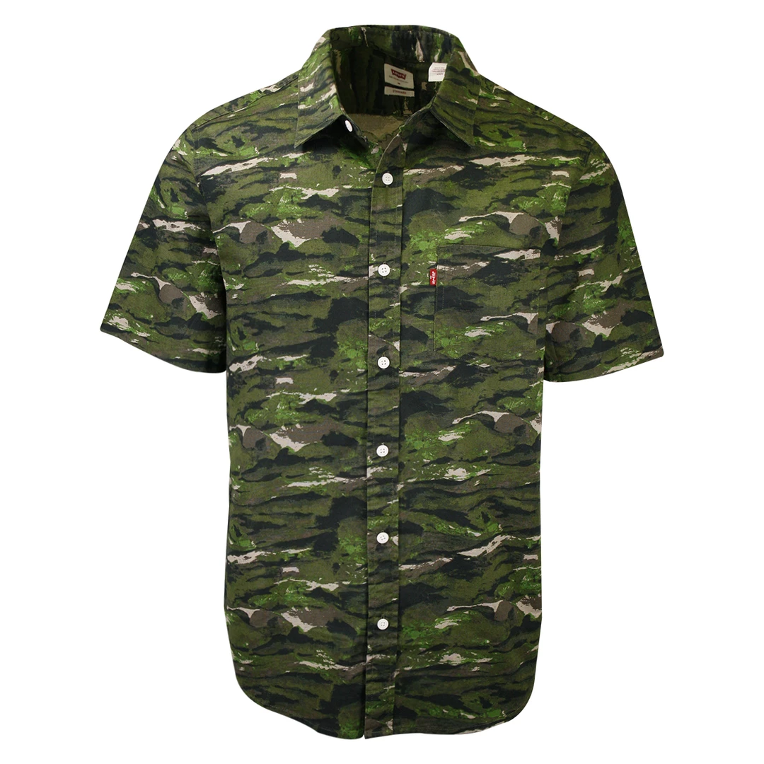 Levi's Men's Green Camouflage S/S Woven Shirt 3 Levi's Men's Green Camouflage S/S Woven Shirt