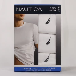 Nautica Men's 3 Pack White Crewneck S/S Tee (Retail $40)