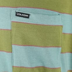 Volcom Men's Olive Green & Light Blue Striped S/S T-Shirt (S56) 9 Volcom Men's Olive Green & Light Blue Striped S/S T-Shirt (S56)