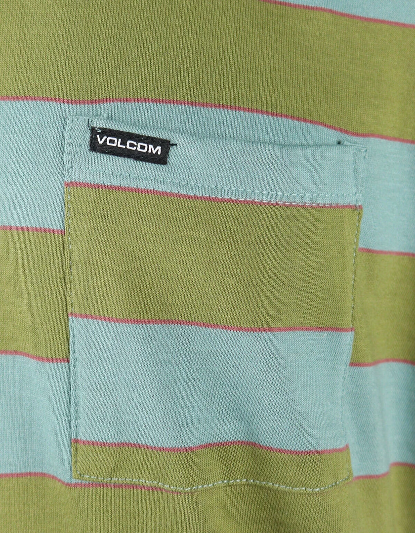 Volcom Men's Olive Green & Light Blue Striped S/S T-Shirt (S56) 6 Volcom Men's Olive Green & Light Blue Striped S/S T-Shirt (S56)