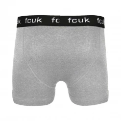 Mens FCUK Men's 3 Pack Grey W/ Black Strap Boxer Briefs (S06)