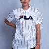 FILA Women's White & Navy Vertical Striped S/S T-Shirt (935) 1 FILA Women's White & Navy Vertical Striped S/S T-Shirt (935)
