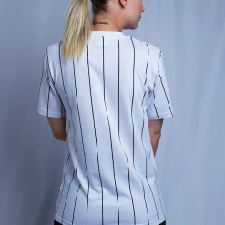 FILA Women's White & Navy Vertical Striped S/S T-Shirt (935)