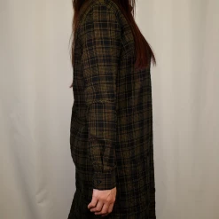 Spotted Clothing OBEY Women's Olive Green Black Plaid L/S Shirt Dress (S01) Small