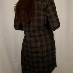 Spotted Clothing OBEY Women's Olive Green Black Plaid L/S Shirt Dress (S01) Small