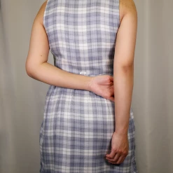 OBEY Women's Blue White Plaid Sleeveless 3/5 Zip Dress