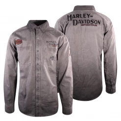 Harley-Davidson Men's Grey Iron Block L/S Woven Shirt (S10)