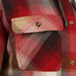 Woven Shirts Carhartt Women's True Red Dark Brown Cream Plaid Hooded L/S Woven Shirt