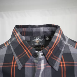 Harley-Davidson Men's Charcoal Red Plaid L/S Woven Shirt (S08)