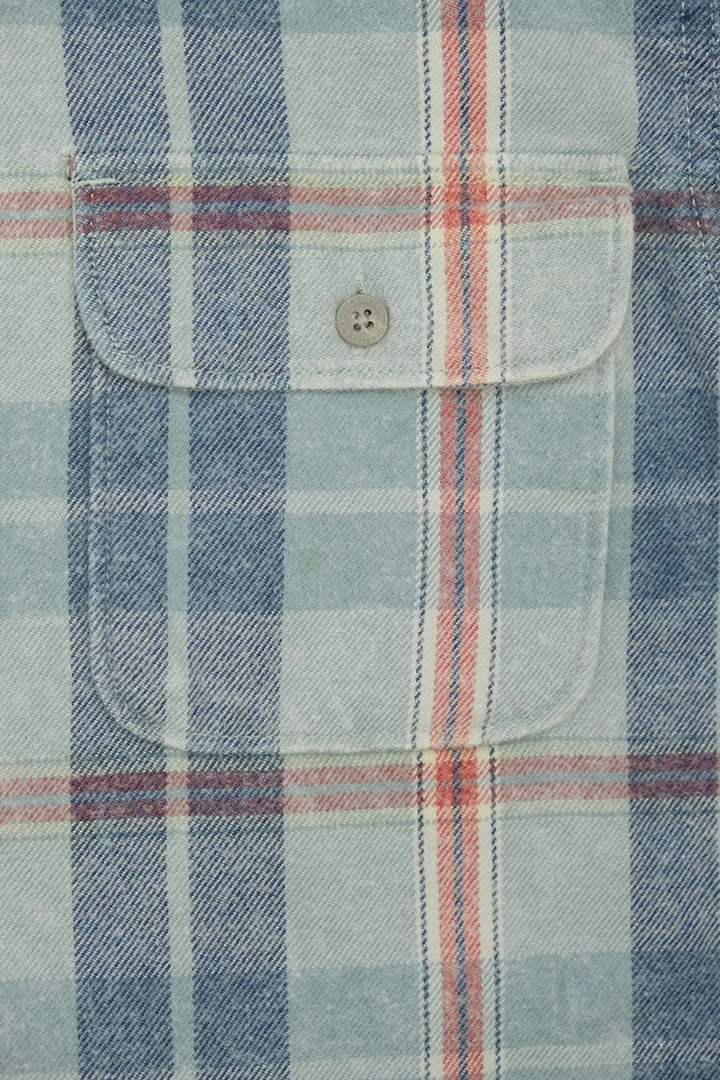 Quik Silver Quiksilver Boy's Pastel Blue Red L/S Flannel Shirt (S03) 5 Quik Silver Quiksilver Boy's Pastel Blue Red L/S Flannel Shirt (S03)