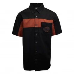Harley-Davidson Men's Black Orange Block S/S Woven Shirt (S08)