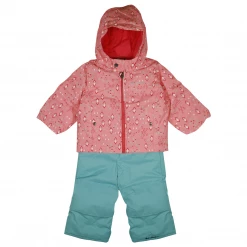 Columbia Girl's Pink Diamond Print Outgrown Frosty Slope 2PC Jacket & Bib Winter Set